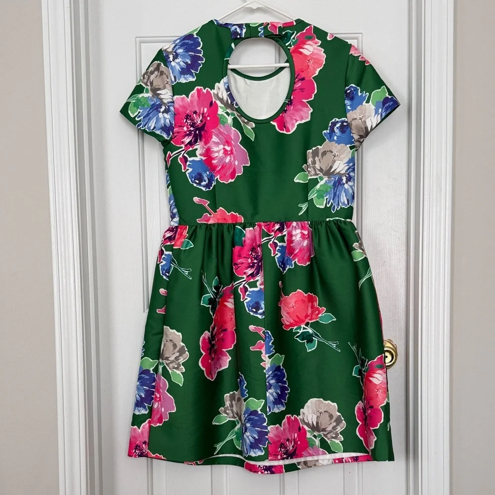 Kate Spade Women’s Green Floral Mini Dress Size 10 - Picture 5 of 7